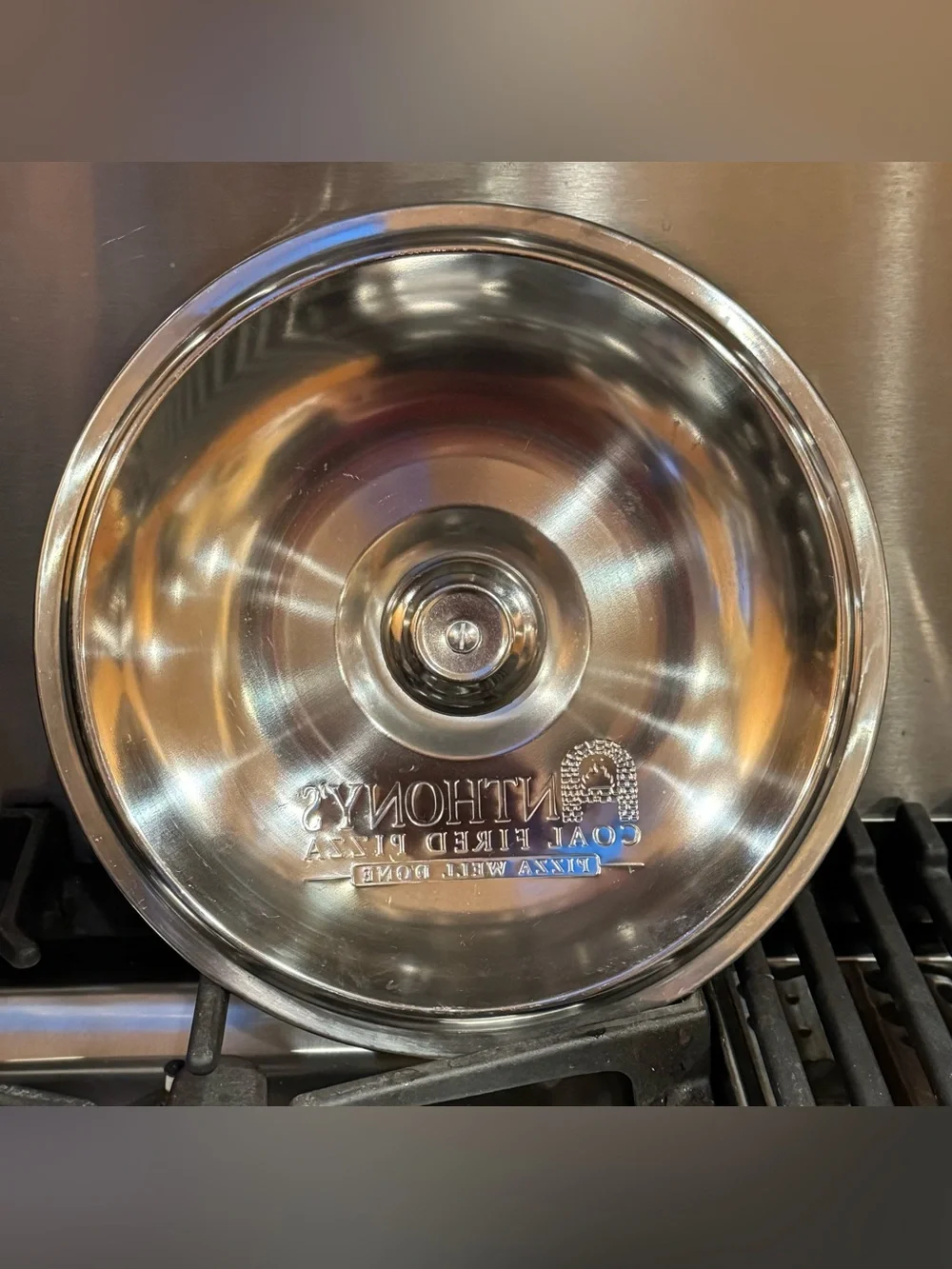 Anthony Coal Fired Pizza: Promo: Stainless Steel Pan 9.5” Lid Only - Silver